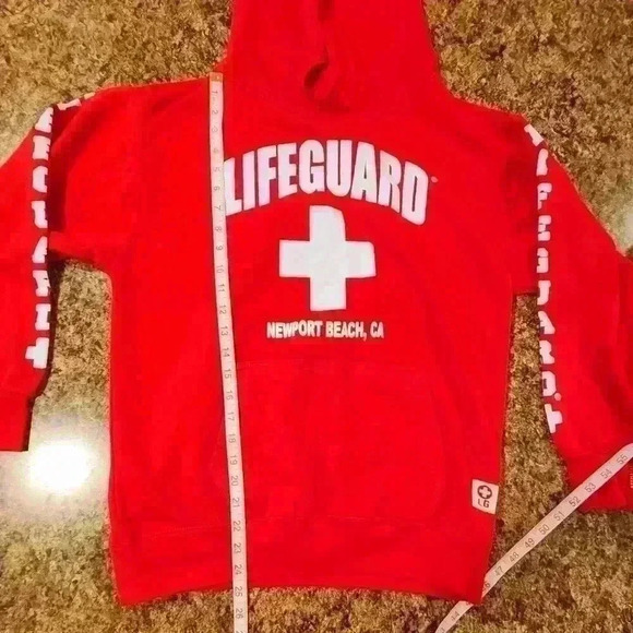 NWT Popularity Products Licensed Red Unisex Lifeguard Hoodie Hooded Sweatshirt - Picture 11 of 12